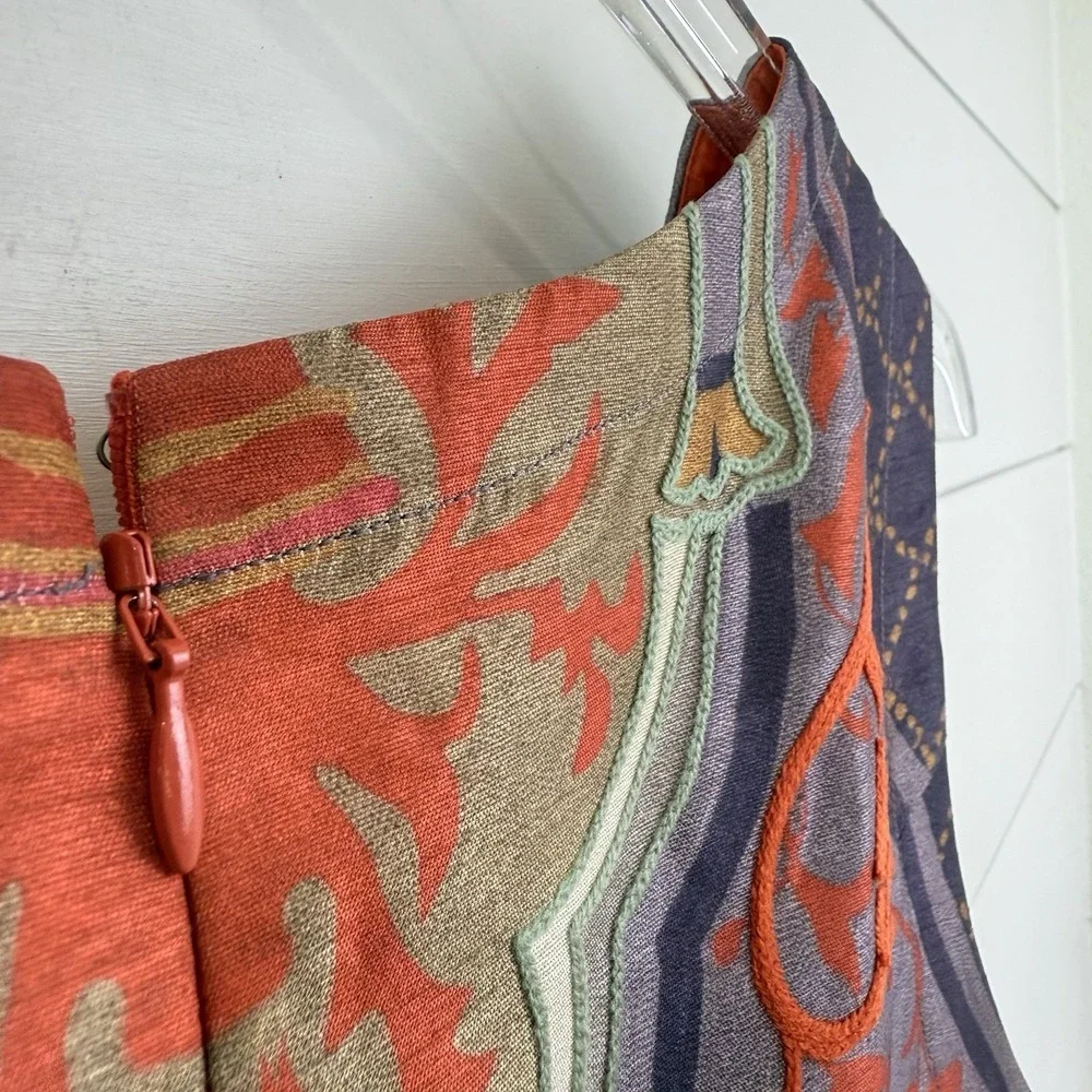 Pankaj & Nidhi Mini‎ Dress Women 0P Embroidered Boho Geometric Anthropologie
